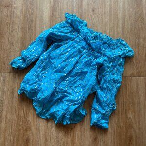 Lilly Pulitzer Ceecee Off The Shoulder Long Sleeve Blouse Turquoise Size XS